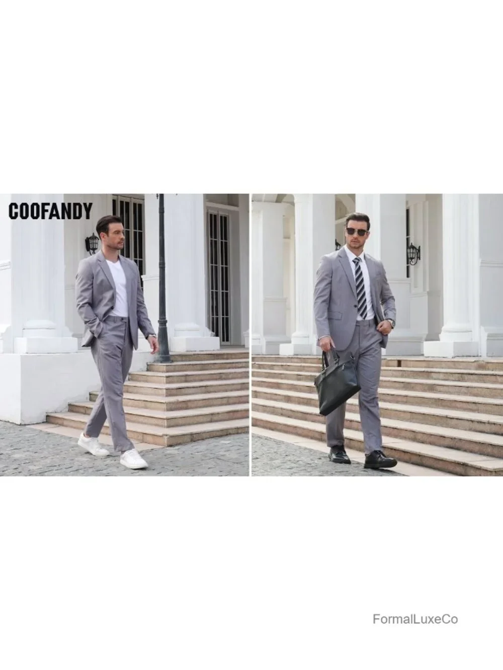 Men's 2-Piece Regular Fit Suit Set Blazer & Pants Polyester